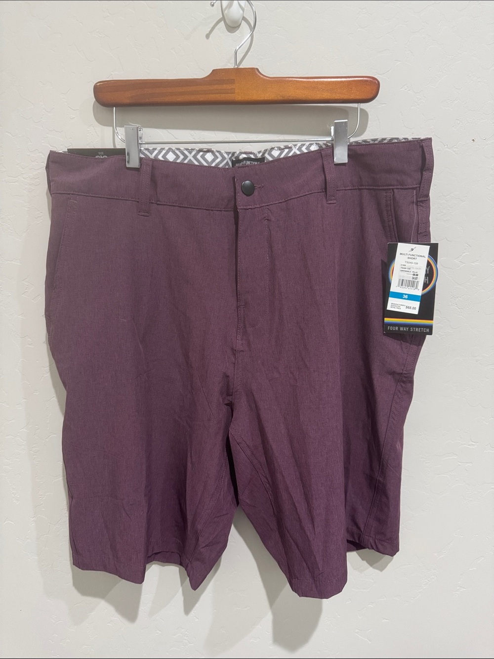 Men's Four-Way Stretch Plum Golf Shorts